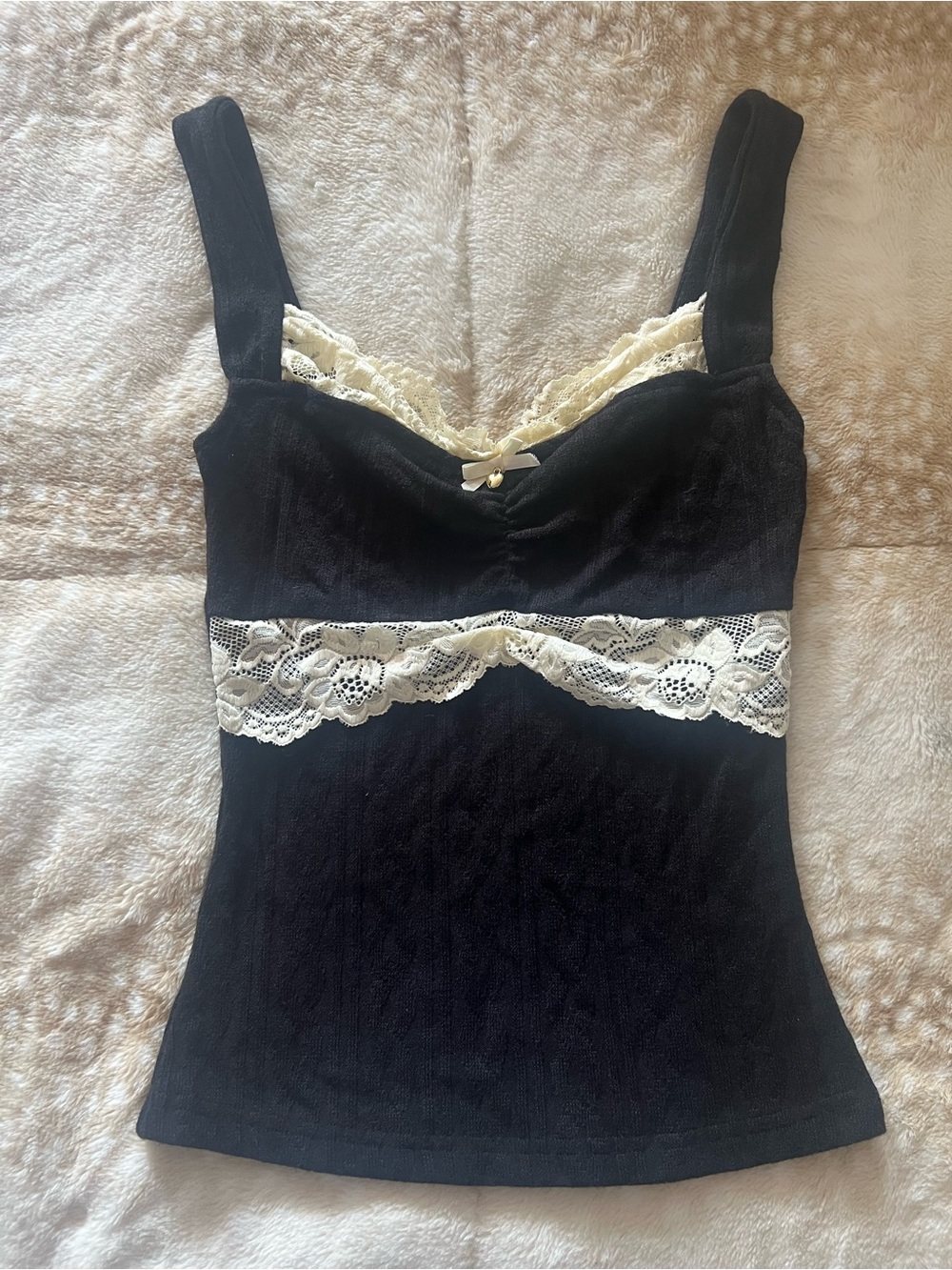 Shop Femminina black charlotte Lacey top